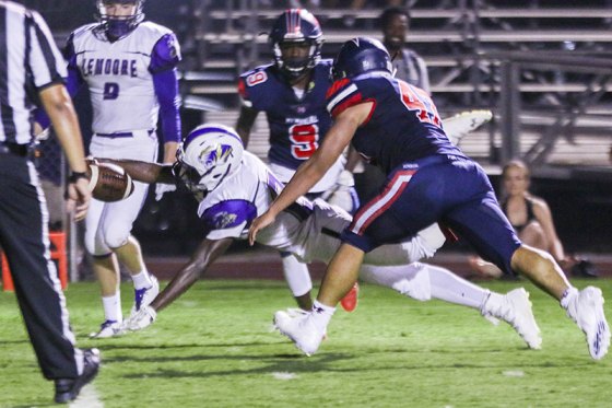 Lemoore's Damion Charleston rushed for a touchdown Friday night at San Joaquin Memorial.